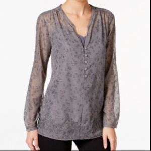 NYDJ Embroidered Split Neck Top
